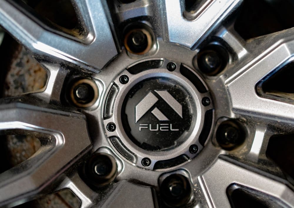 Close-up of tire lugs